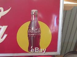 Vtg Large 1948 Coca Cola Soda Pop Metal Embossed Sign 1948 54 Bar Mancave Coke