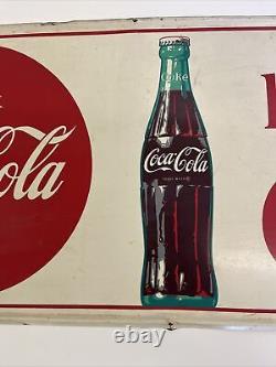 Vtg Metal Coke Sign COCA COLA Things Go Better With Coke 32 x 12 MCA 2732 010