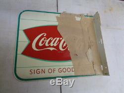 Vtg NOS 1950's-60's Coca-Cola Soda Fish Tail Coke AM11 Advertising Flange Sign