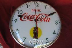Vtg PAM Clock Co. Coca Cola Coke soda sign 14 1/2 (Clock needs repair)