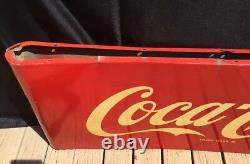 Vtg RARE 1950 Double Side Coca Cola Sled Sign 68 X 24 Original with Provenance