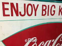 Vtg RARE 1960s Coca Cola Coke Big King Size Soda Ice Metal Tin Advertising Sign