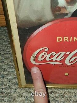 Vtg Wwii 1944 Coca Cola Choice Thank You Cardboard Lithograph Sign Framed 16x27