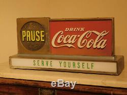 WORKING Coca Cola Lighted Motion Advertising Counter-top Sign Vintage 1950's Cok