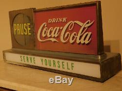 WORKING Coca Cola Lighted Motion Advertising Counter-top Sign Vintage 1950's Cok