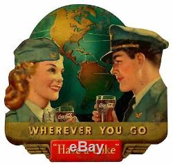 Wherever You Go Coca Cola Plane Pilot Heavy Duty USA Made Metal Advertising Sign