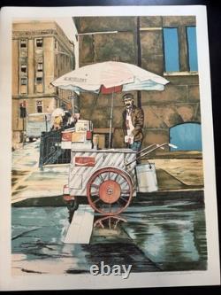 William Nelson Signed Lithograph Vendor Coca-Cola Cart Rare Hors Commerce