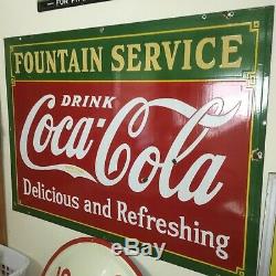 Wonderful Vintage 1933 DATED Coca-Cola Porcelain Sign. 42 x 60 Great Size