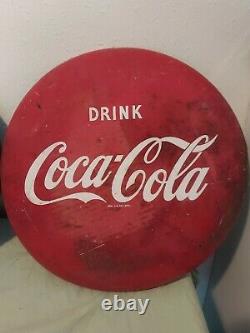 X2 VINTAGE 16 Drink COCA COLA BUTTON SIGN Lot X2 1950s