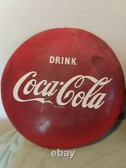 X2 VINTAGE 16 Drink COCA COLA BUTTON SIGN Lot X2 1950s