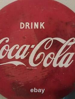 X2 VINTAGE 16 Drink COCA COLA BUTTON SIGN Lot X2 1950s