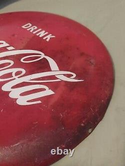 X2 VINTAGE 16 Drink COCA COLA BUTTON SIGN Lot X2 1950s